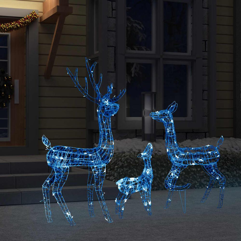 vidaXL Acrylic Reindeer Family Christmas Decoration 300 LED Blue. Picture 3