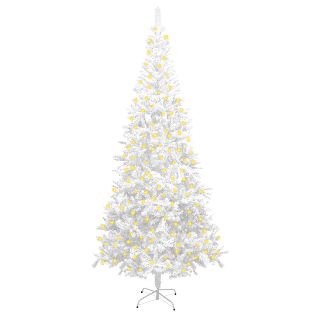 vidaXL Artificial Christmas Tree with LEDs L 94.5" White. Picture 1