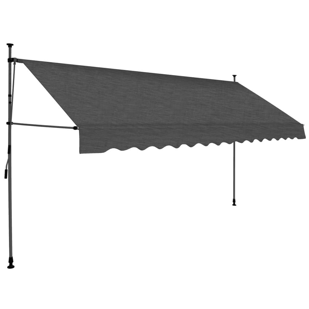 vidaXL Manual Retractable Awning with LED 137.8" Anthracite. Picture 2
