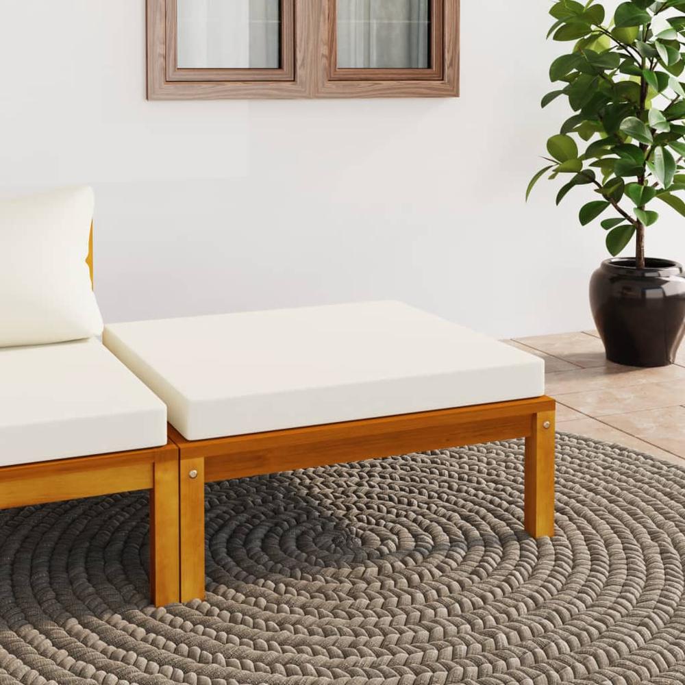 vidaXL Footrest with Cream White Cushion Solid Acacia Wood. Picture 1