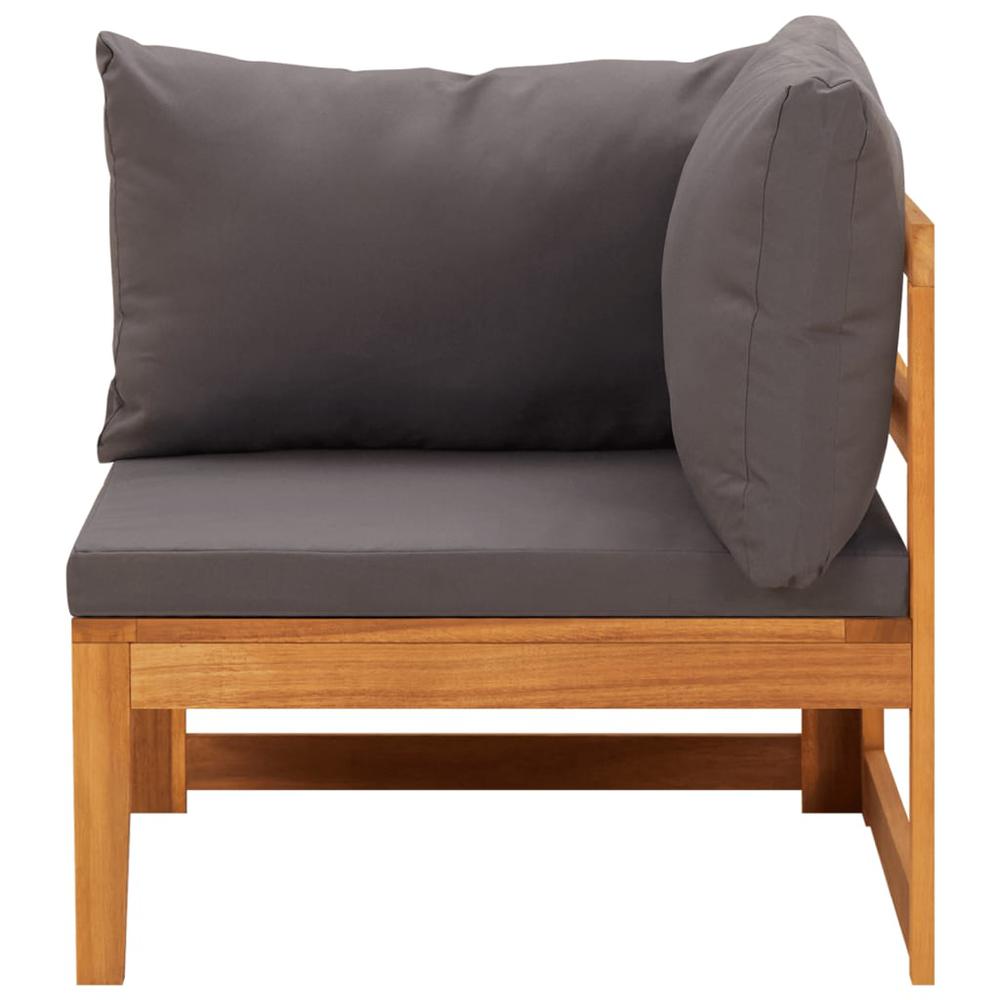 vidaXL 5 Piece Patio Lounge Set with Dark Gray Cushions Acacia Wood. Picture 4