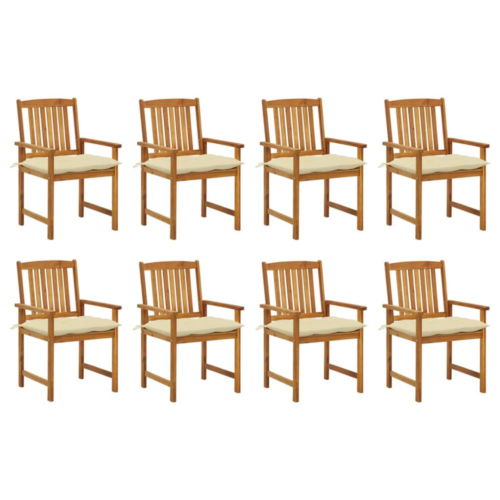 vidaXL Patio Chairs with Cushions 8 pcs Solid Acacia Wood, 3078195. Picture 1
