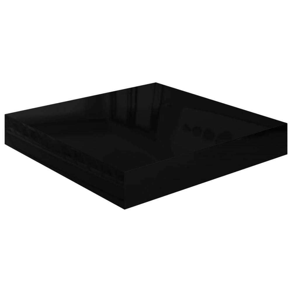 vidaXL Floating Wall Shelf High Gloss Black 9.1"x9.3"x1.5" MDF. Picture 2