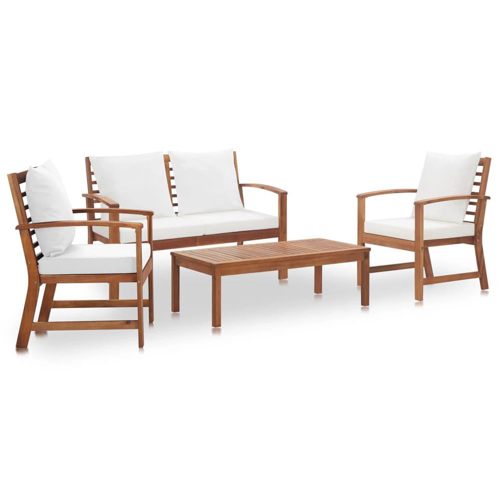 vidaXL 4 Piece Garden Lounge Set with Cushions Solid Acacia Wood, 47283. Picture 1