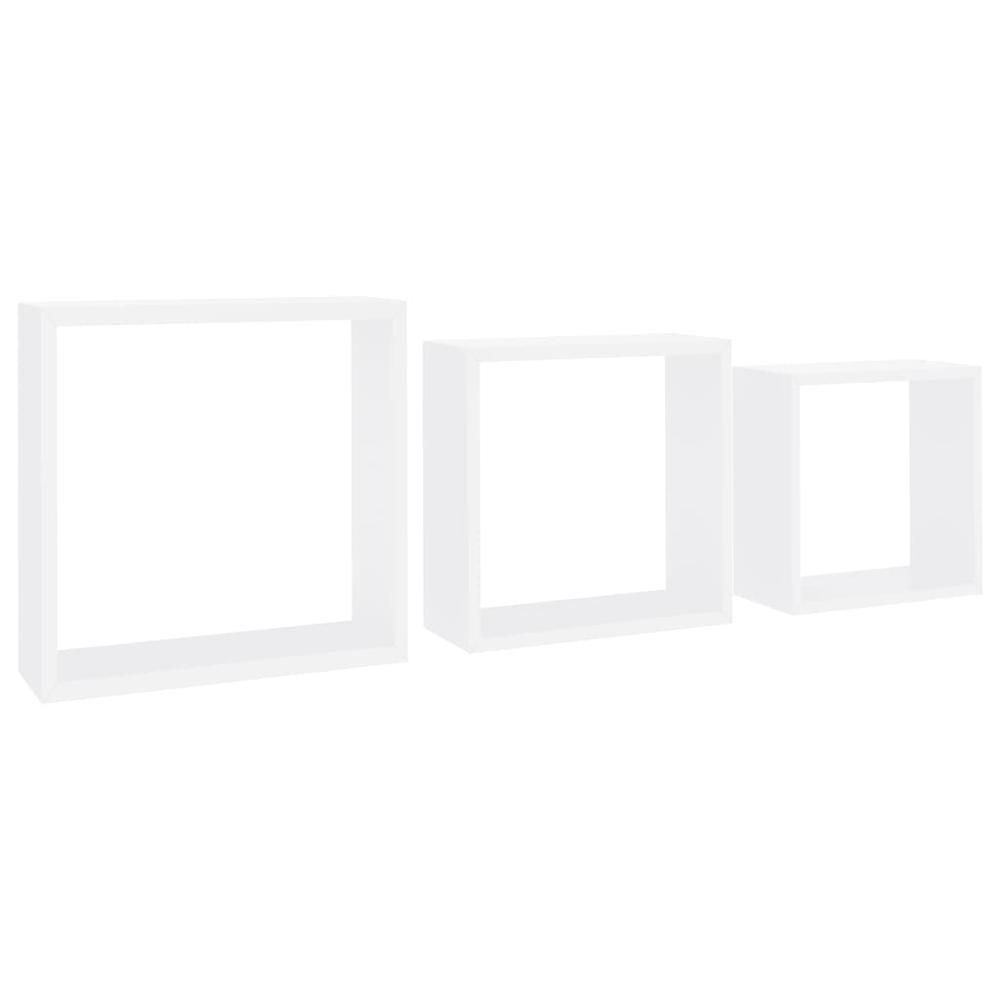 vidaXL Wall Cube Shelves 3 pcs White MDF, 323949. Picture 2