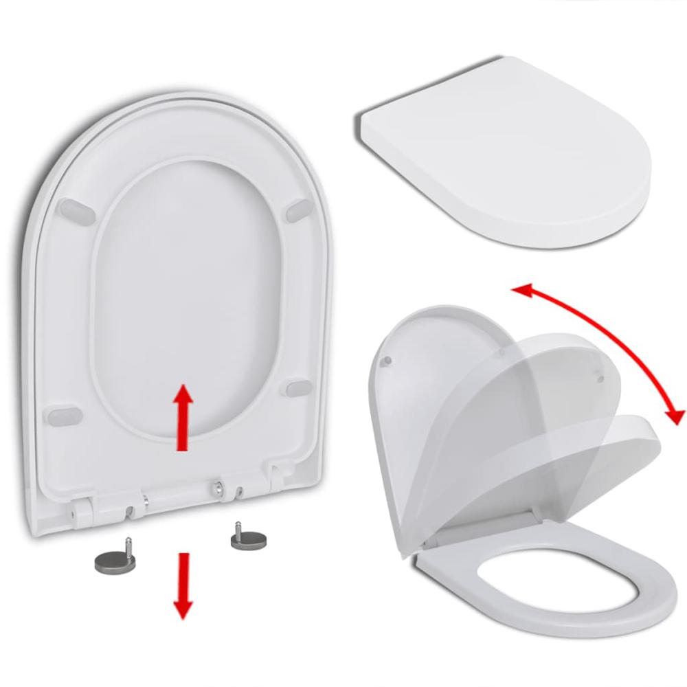 vidaXL Soft-close Toilet Seat with Quick-release Design White Square. Picture 1
