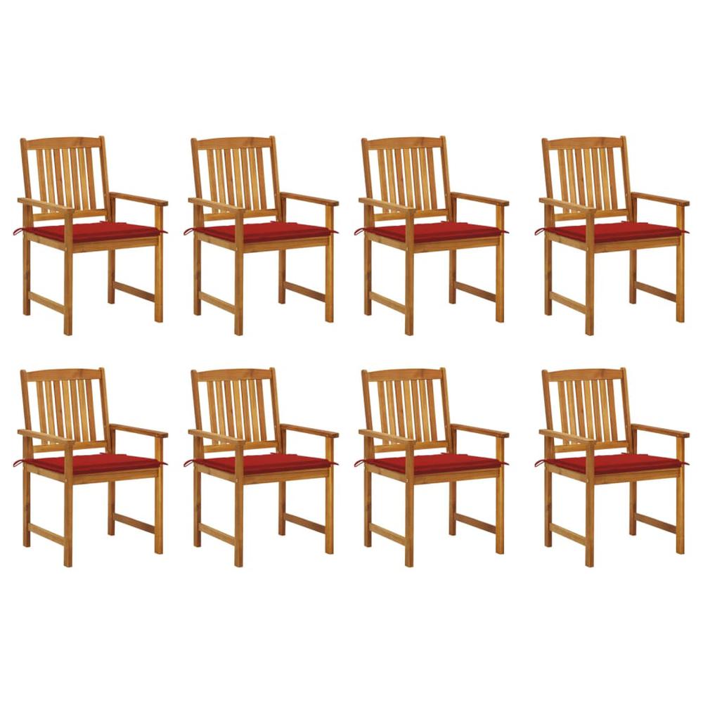 vidaXL Patio Chairs with Cushions 8 pcs Solid Acacia Wood, 3078172. Picture 1