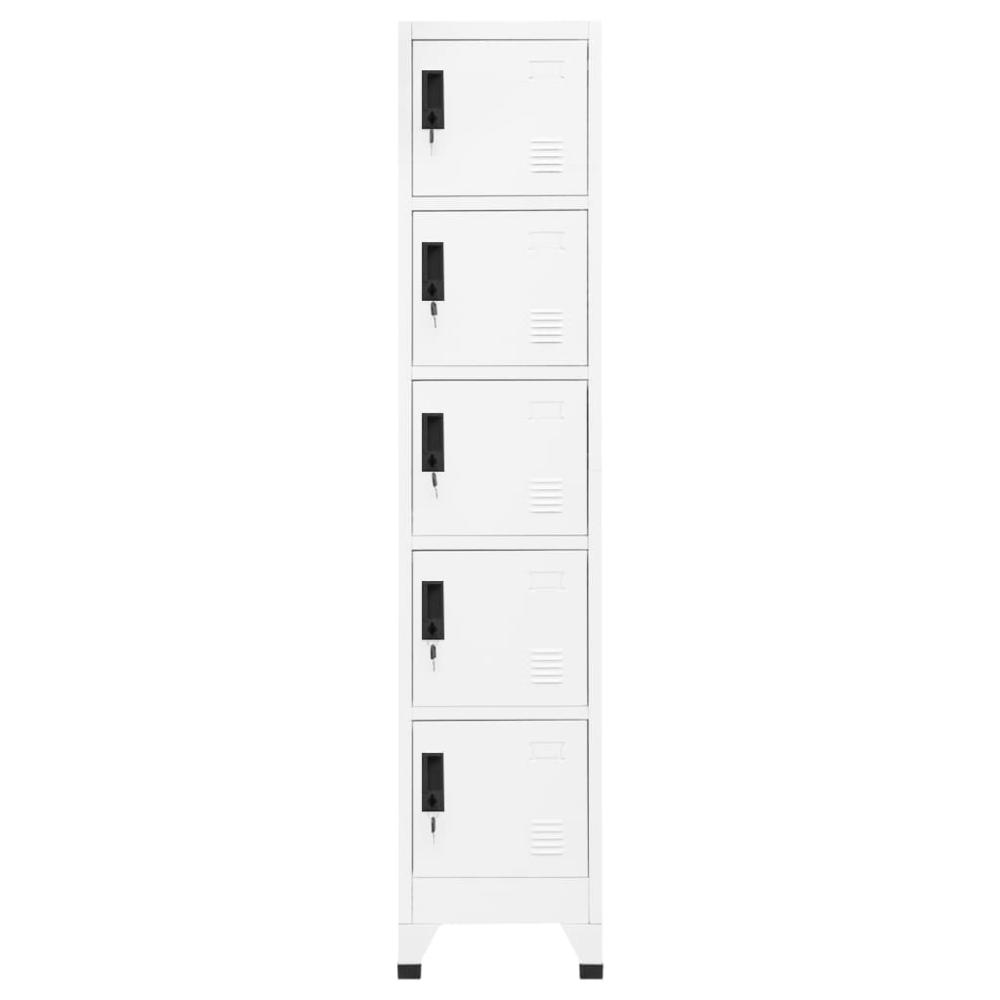 vidaXL Locker Cabinet White 15"x15.7"x70.9" Steel, 339788. Picture 2