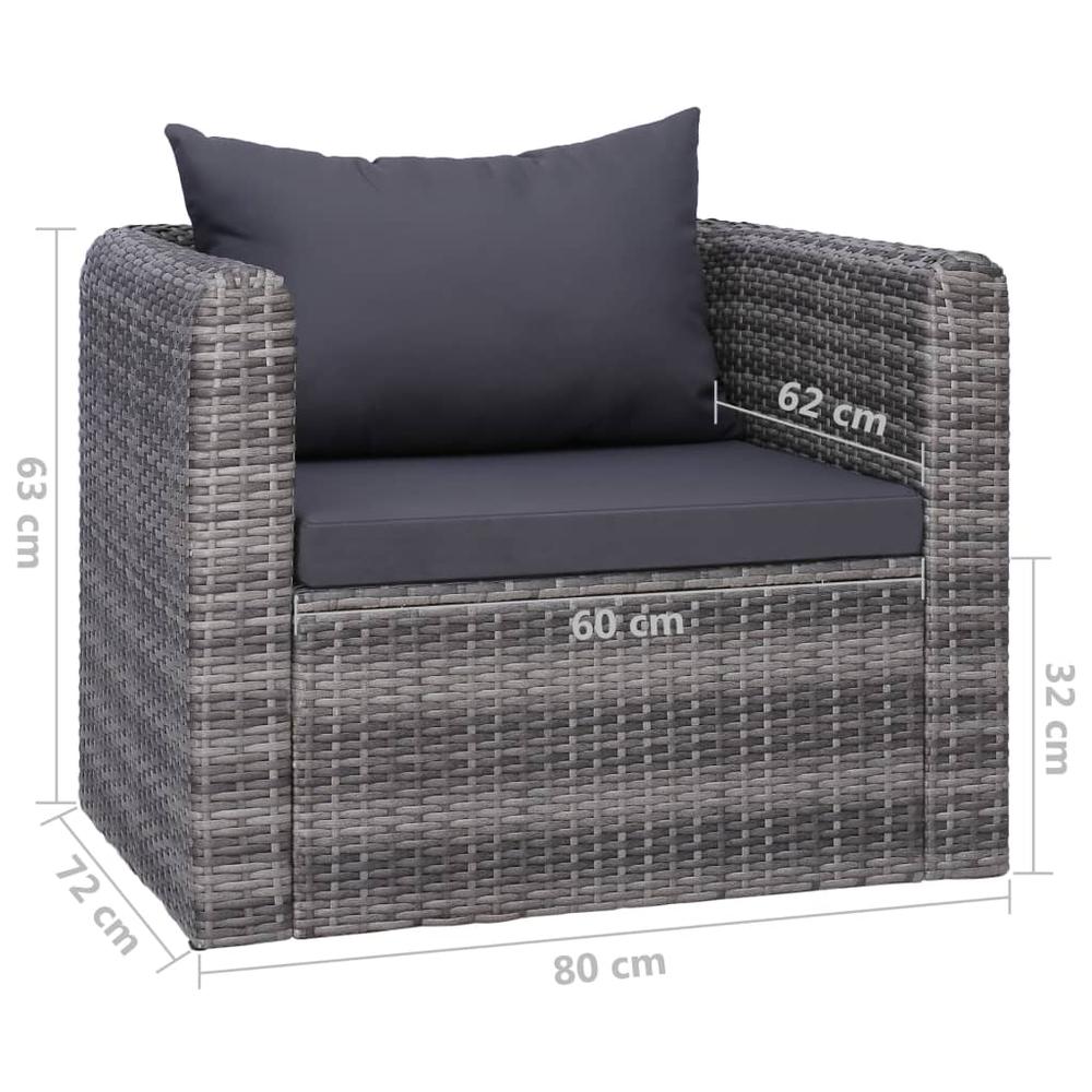 vidaXL 9 Piece Patio Lounge Set with Cushions Poly Rattan Gray, 3059488. Picture 12