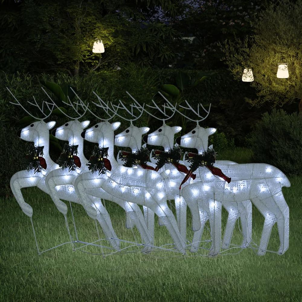 vidaXL Christmas Reindeers 6 pcs White 120 LEDs. Picture 1