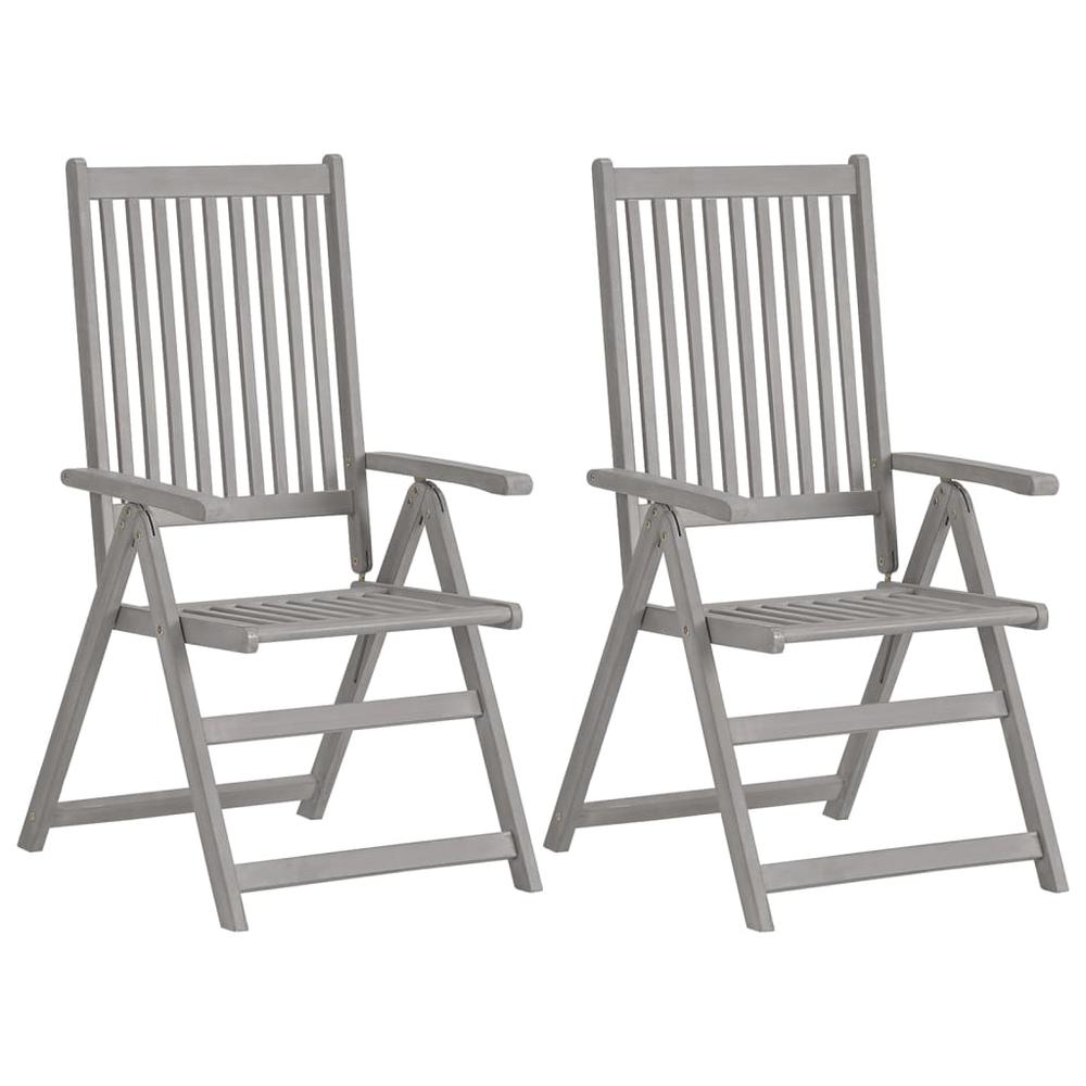 vidaXL Garden Reclining Chairs 2 pcs Gray Solid Acacia Wood, 45938. The main picture.