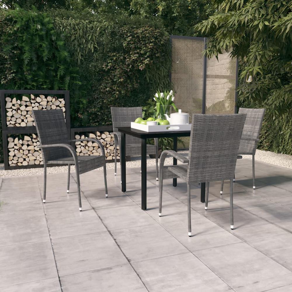vidaXL 5 Piece Patio Dining Set Gray and Black, 3099390. Picture 1
