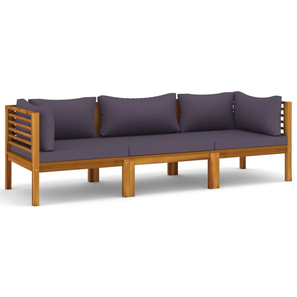 vidaXL 3-Seater Patio Sofa with Cushion Solid Acacia Wood, 3086900. Picture 2