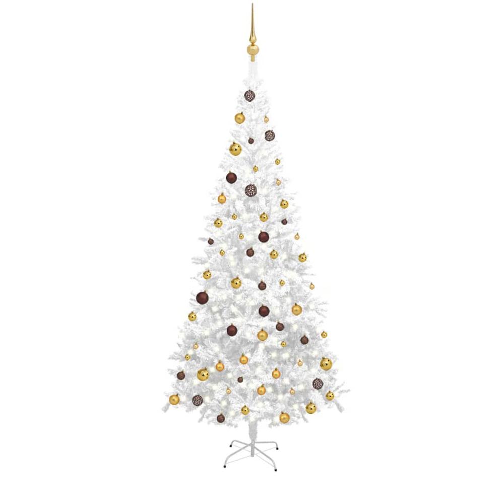 vidaXL Artificial Christmas Tree with LEDs&Ball Set L 94.5" White, 3077496. Picture 1