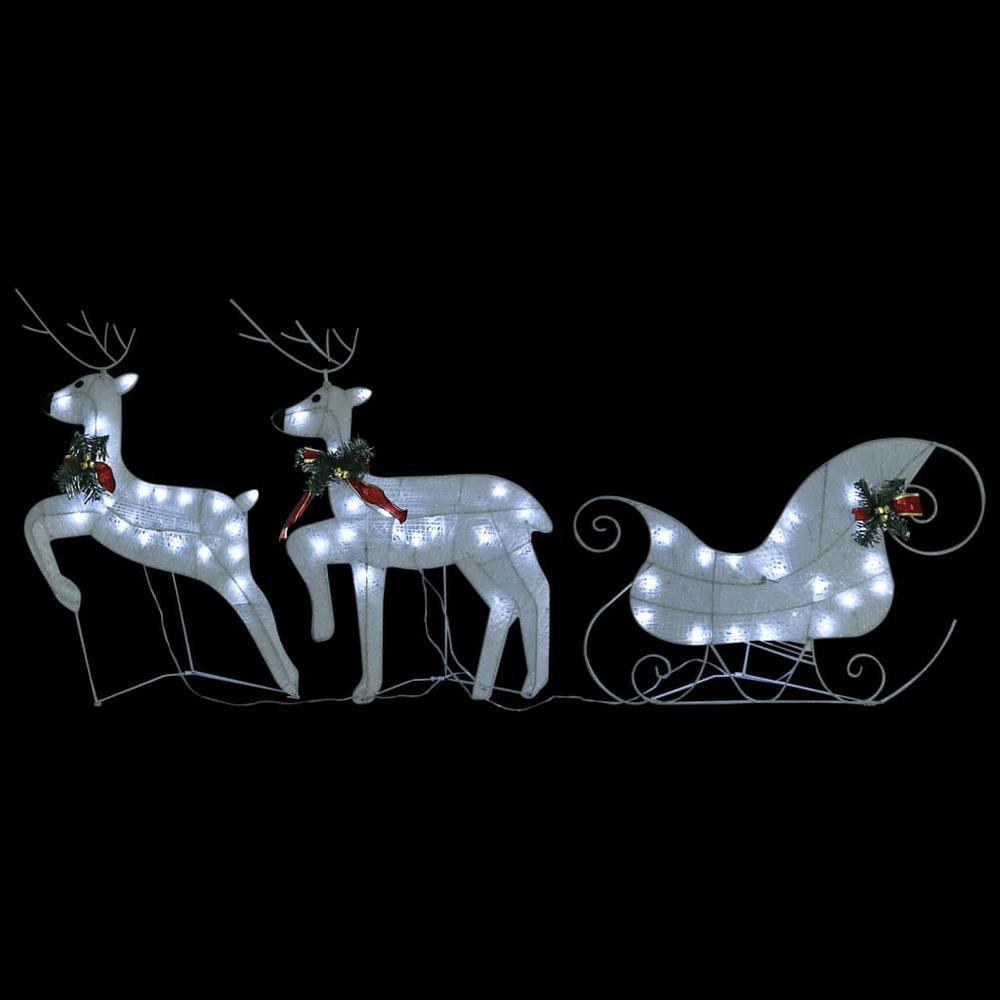 vidaXL Reindeer & Sleigh Christmas Decoration 140 LEDs Outdoor White. Picture 3