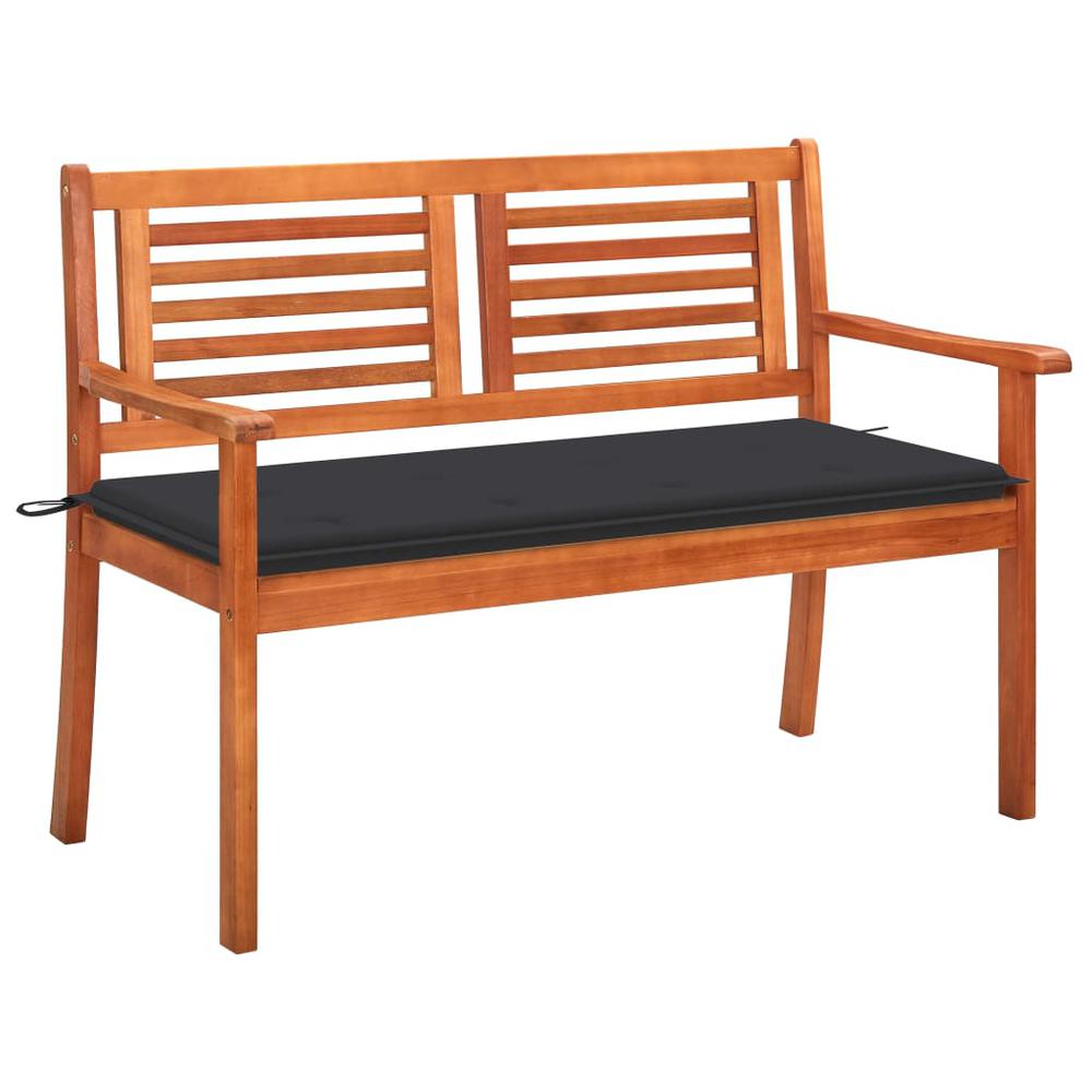 vidaXL 2-Seater Patio Bench with Cushion 47.2" Solid Eucalyptus Wood, 3060969. Picture 1