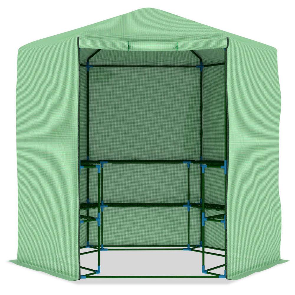 vidaXL Greenhouse with Shelves Steel 89.4"x87.8" 8166. Picture 4