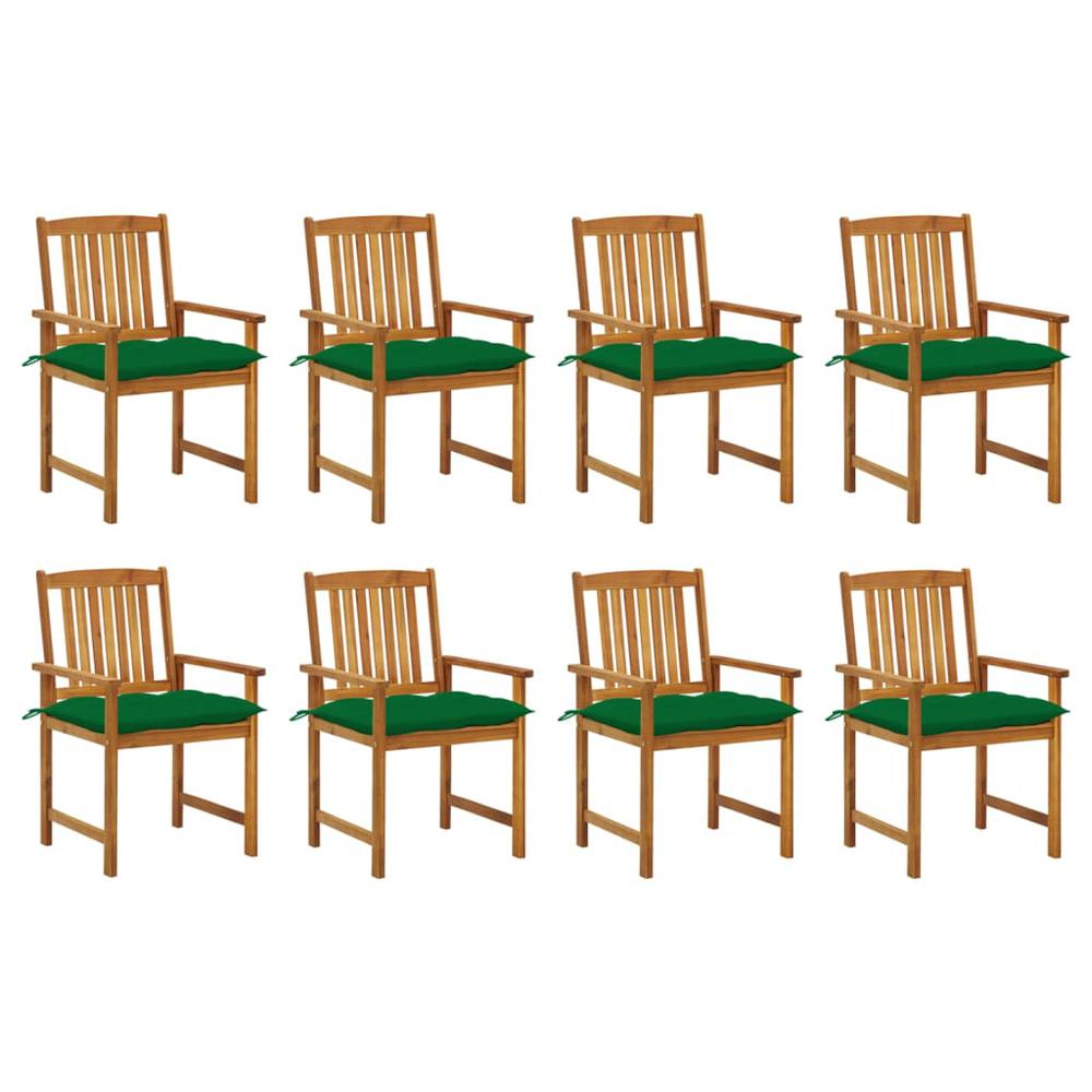 vidaXL Patio Chairs with Cushions 8 pcs Solid Acacia Wood, 3078198. Picture 1
