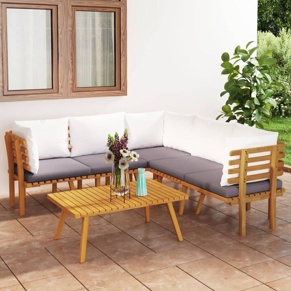 vidaXL 6 Piece Patio Lounge Set with Cushions Solid Acacia Wood, 3087014. Picture 1