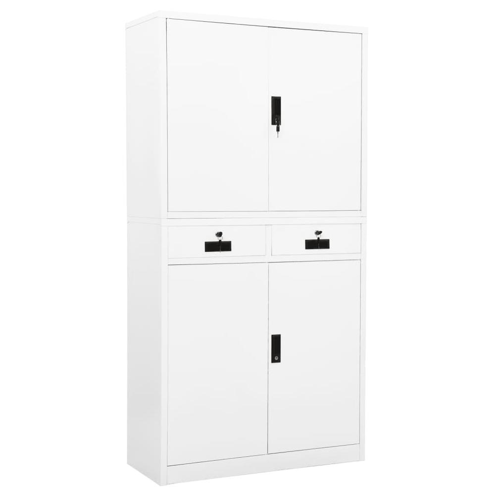 vidaXL Office Cabinet White 35.4"x15.7"x70.9" Steel, 336417. Picture 1