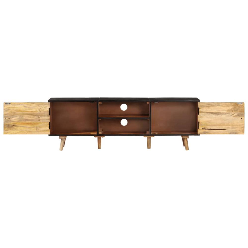 vidaXL TV Cabinet 55.1"x11.8"x18.1" Rough Mango Wood and Solid Acacia Wood. Picture 3