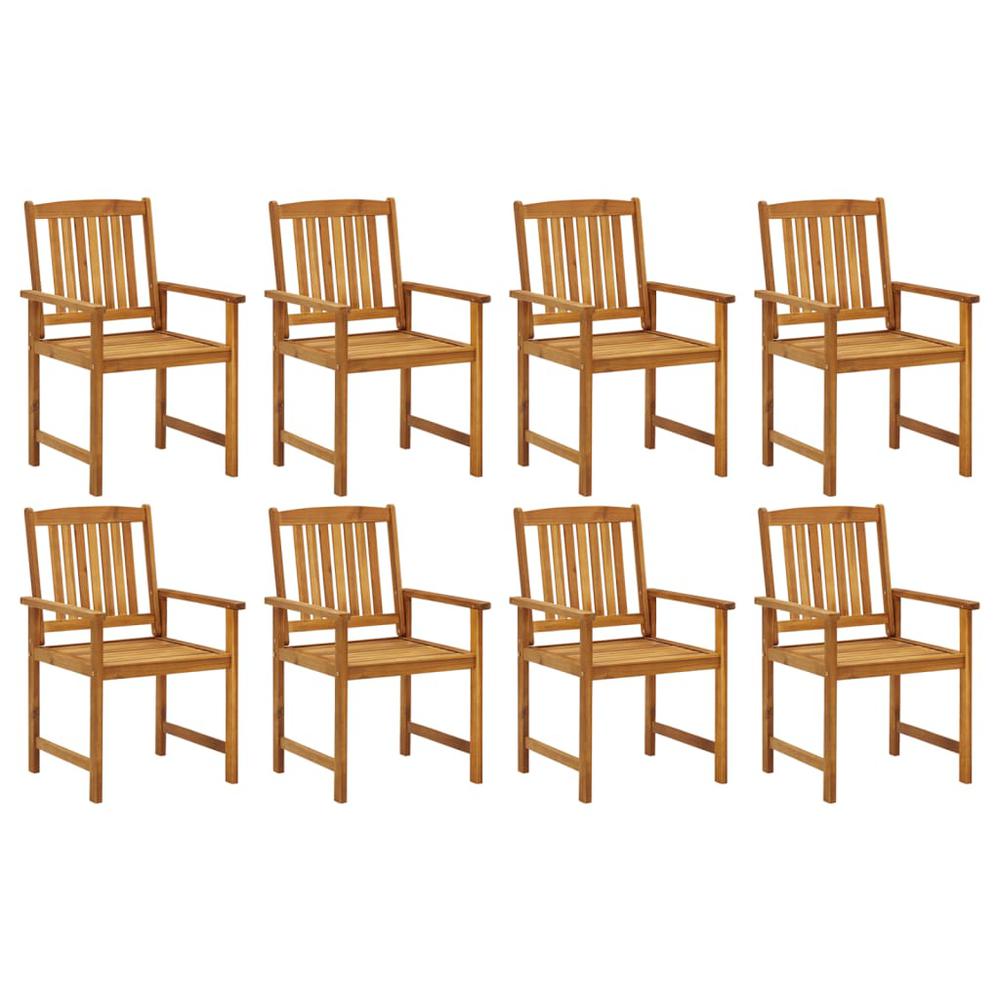 vidaXL Patio Chairs with Cushions 8 pcs Solid Acacia Wood, 3078167. Picture 3