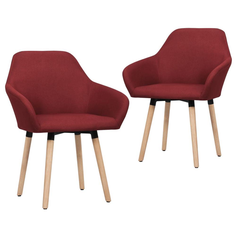 vidaXL Dining Chairs 2 pcs Wine Red Fabric, 323029. Picture 1
