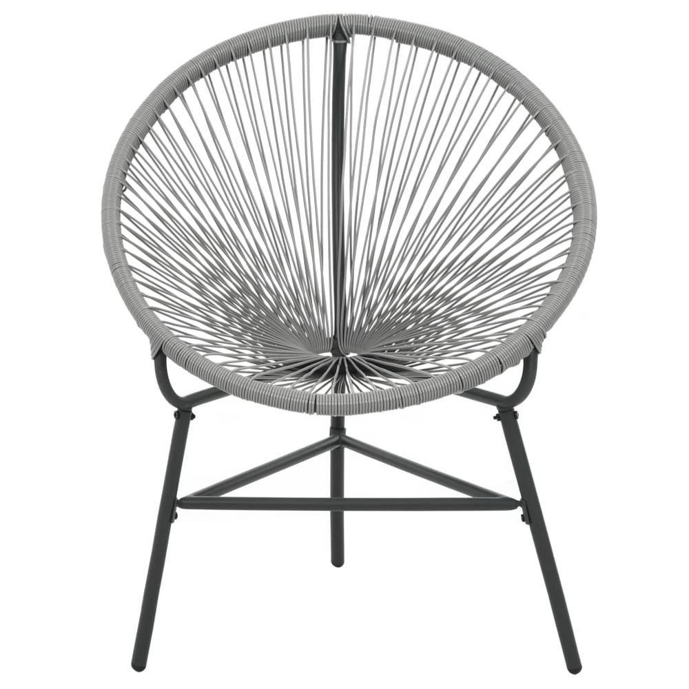vidaXL Patio Moon Chair Poly Rattan Gray. Picture 4