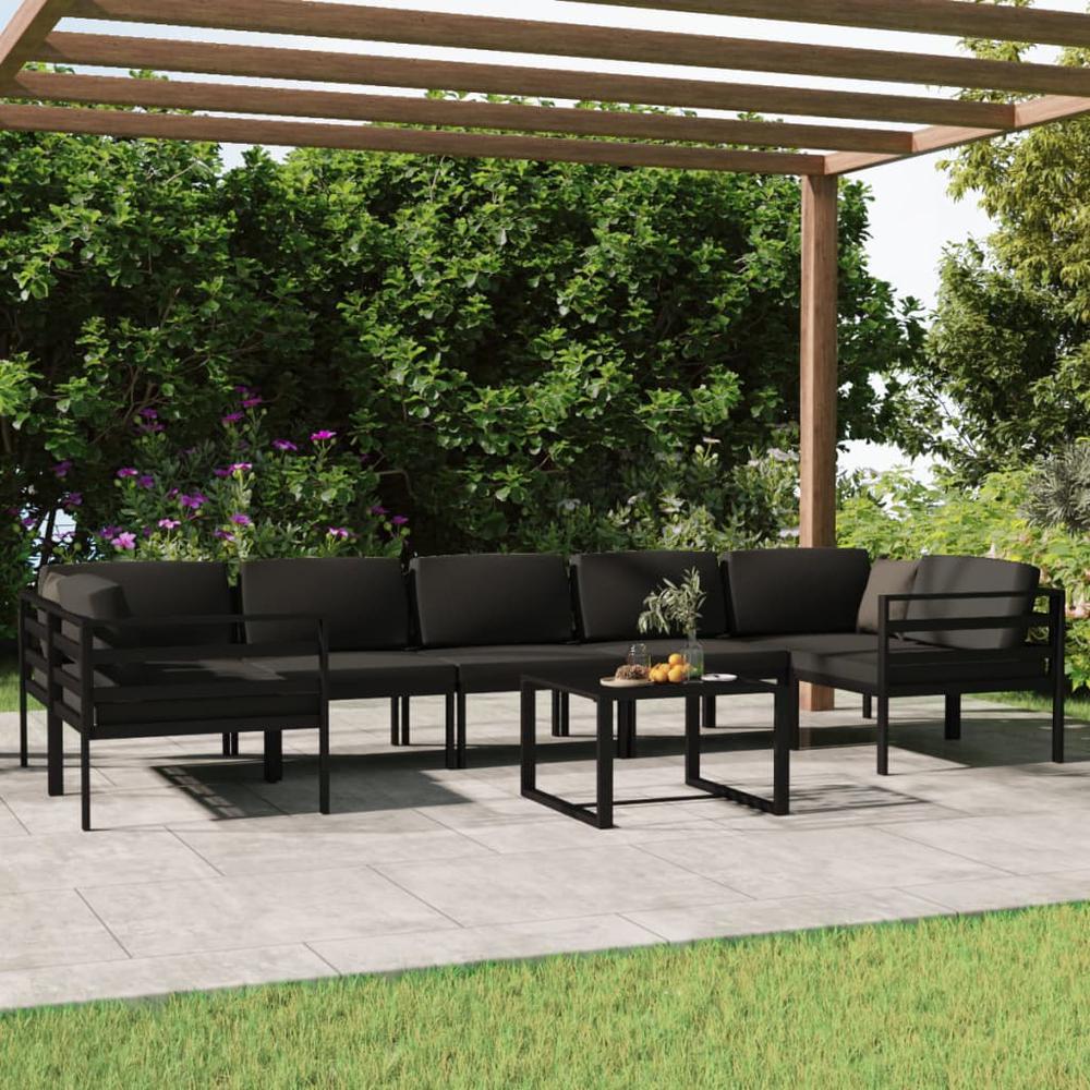 vidaXL 8 Piece Patio Lounge Set with Cushions Aluminum Anthracite, 3107812. Picture 1