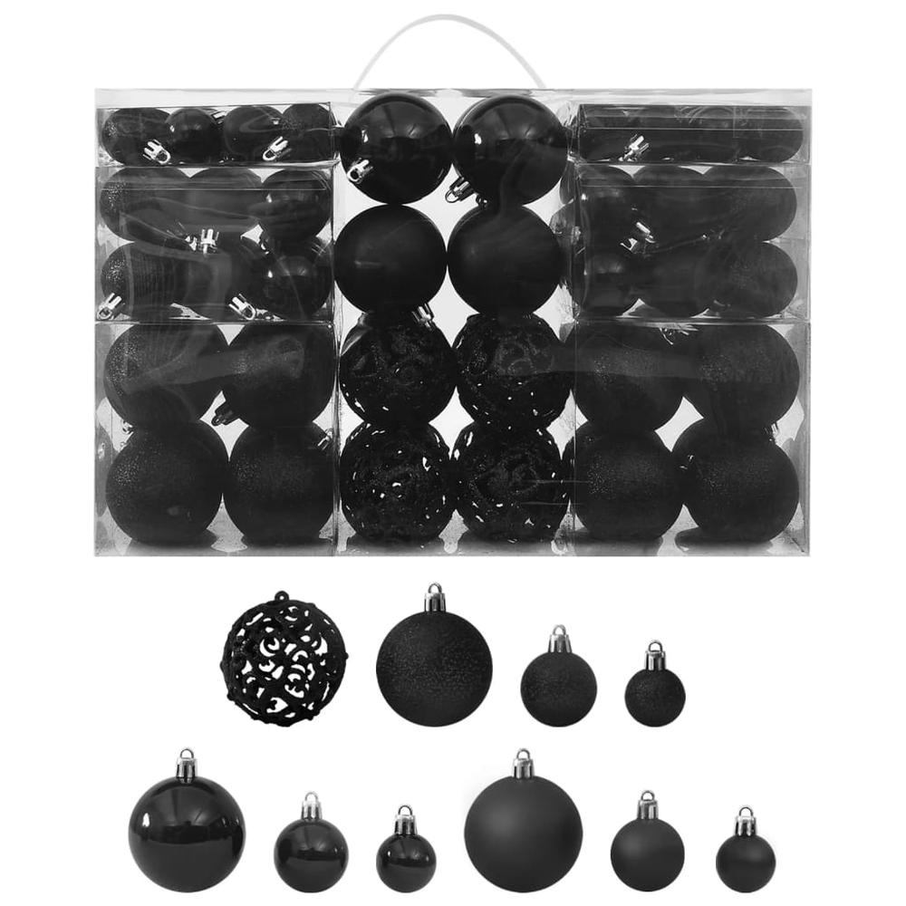 vidaXL 100 Piece Christmas Ball Set Black. Picture 1