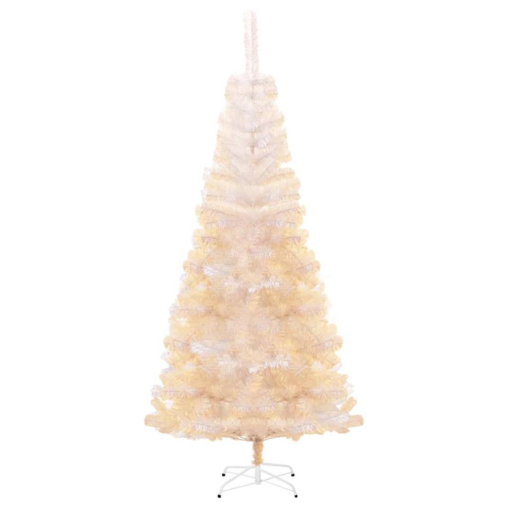 vidaXL Artificial Christmas Tree with Iridescent Tips White 70.9" PVC. Picture 2