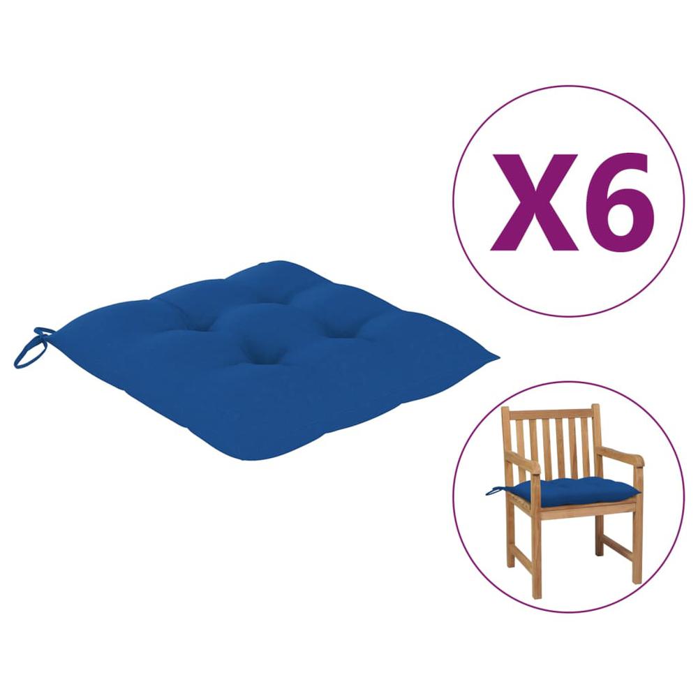 vidaXL Chair Cushions 6 pcs Blue 19.7"x19.7"x2.8" Fabric. Picture 1