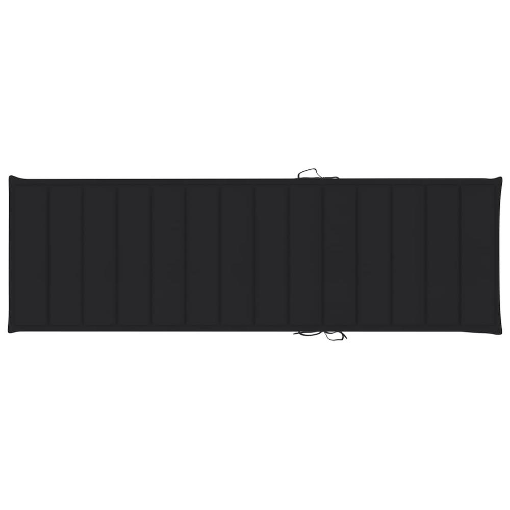 vidaXL Sun Lounger Cushion Black 78.7"x23.6"x1.2" Fabric. Picture 2