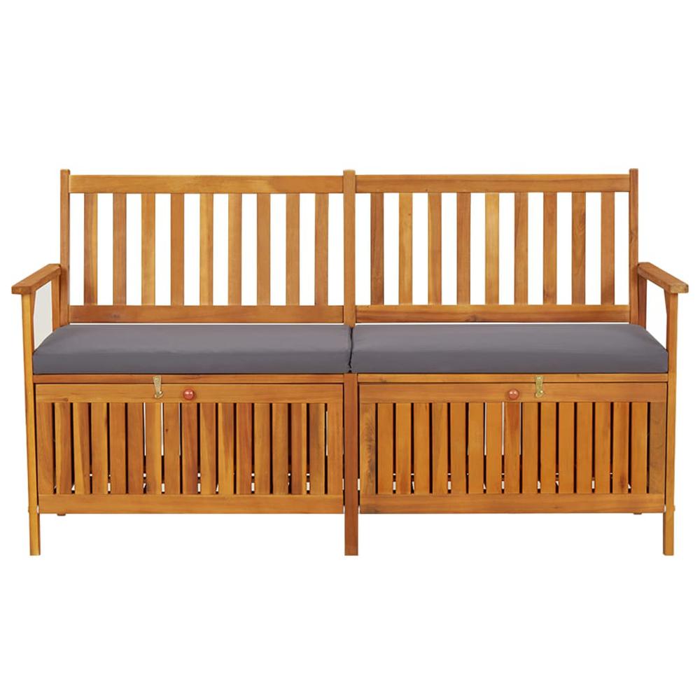 vidaXL Storage Bench with Cushion 58.3" Solid Wood Acacia, 316740. Picture 3