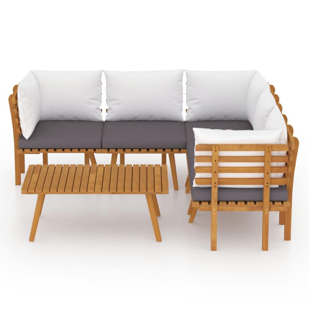 vidaXL 6 Piece Patio Lounge Set with Cushions Solid Acacia Wood, 3087027. Picture 3