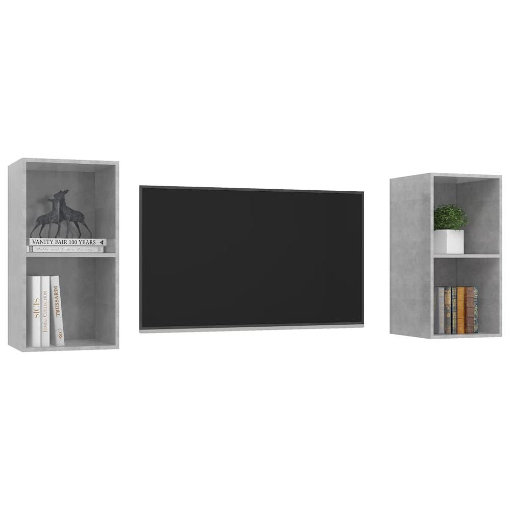 vidaXL Wall-mounted TV Cabinets 2 pcs Concrete Gray Engineered Wood. Picture 3
