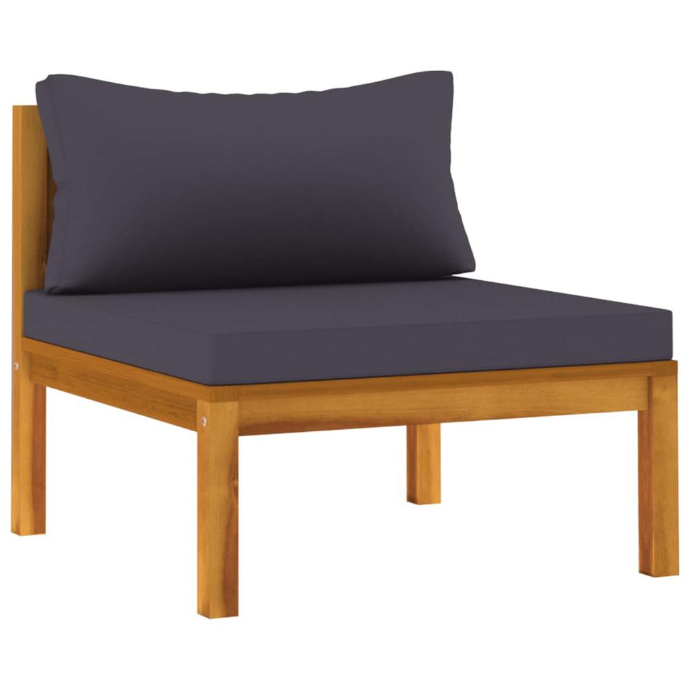 vidaXL 2 Piece Patio Sofa Set with Dark Gray Cushions Acacia Wood. Picture 3