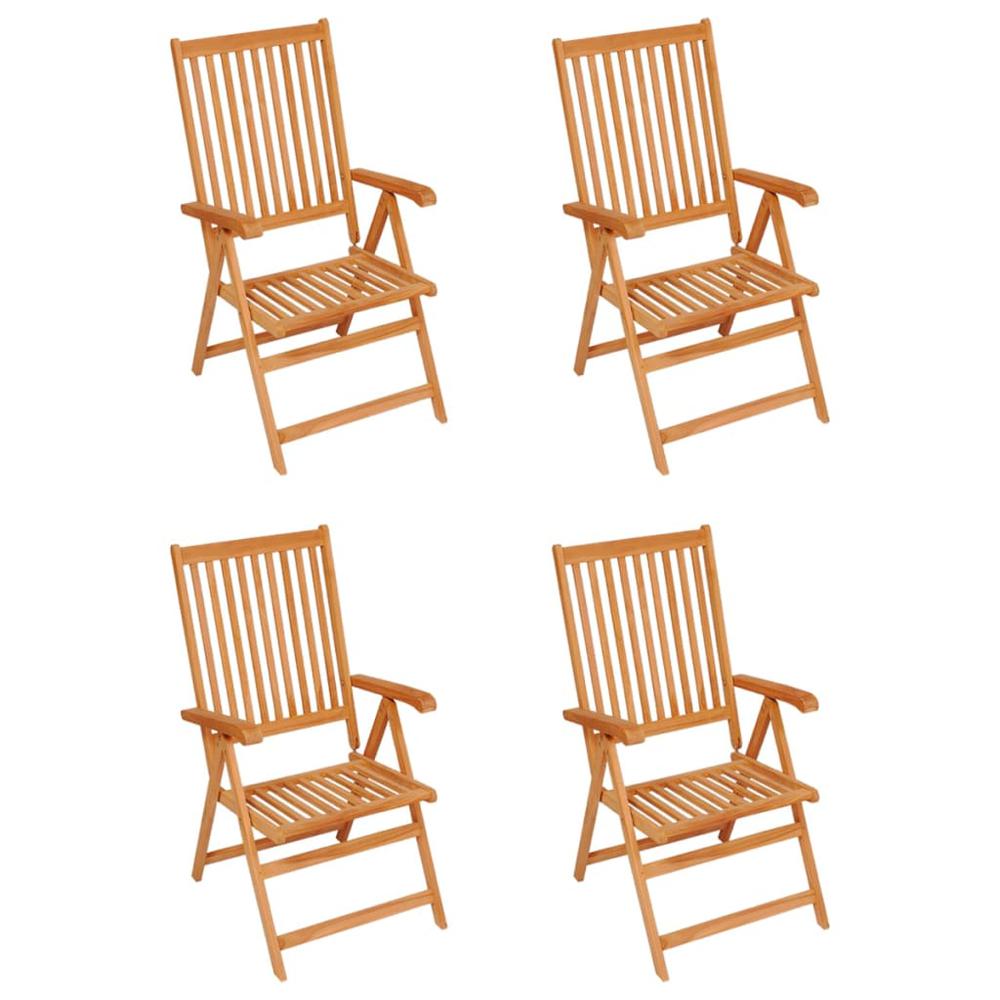 vidaXL Patio Chairs 4 pcs with Green Cushions Solid Teak Wood, 3065535. Picture 2