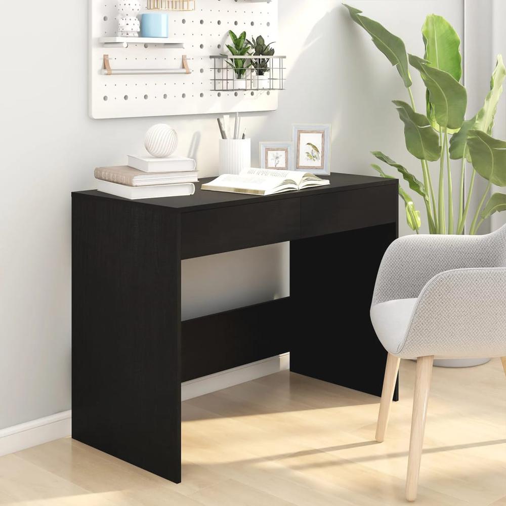 vidaXL Desk Black 39.8"x19.7"x30.1" Engineered Wood. Picture 3