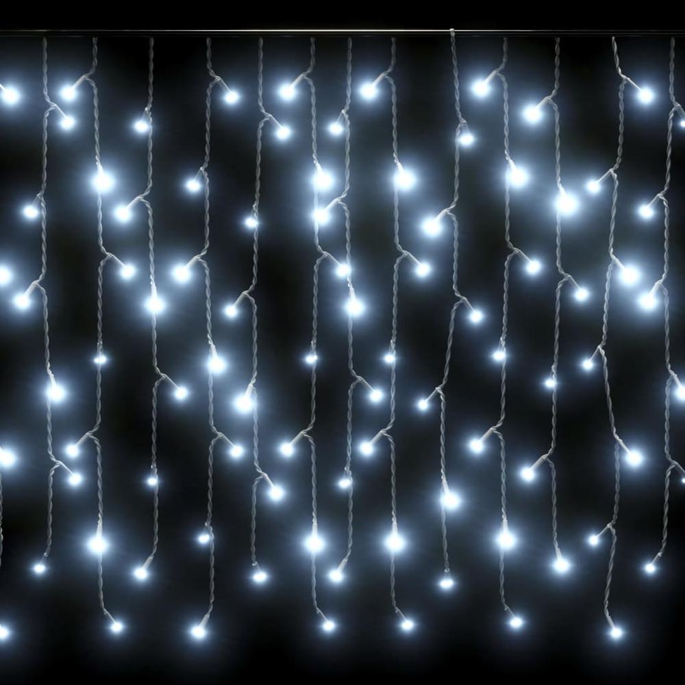 vidaXL LED Curtain Icicle Lights 393.7" 400 LED Cold White 8 Function. Picture 4