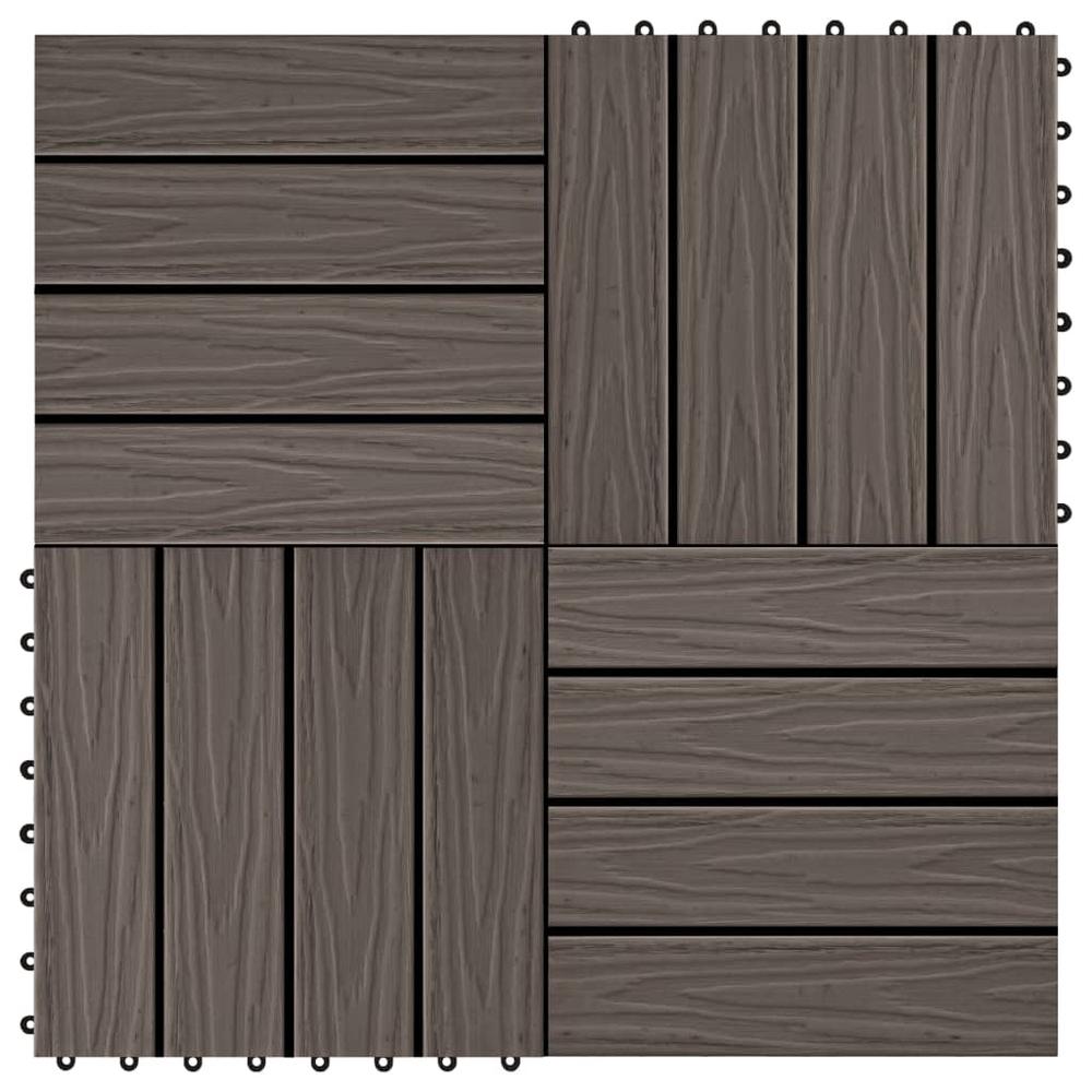 vidaXL 11 pcs Decking Tiles Deep Embossed WPC 11.8"x11.8" 1 sqm Dark Brown. Picture 1