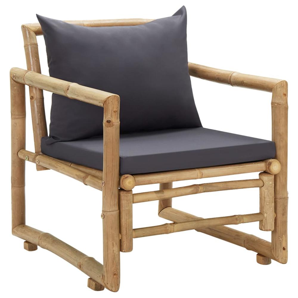 vidaXL Patio Chairs with Cushions 2 pcs Bamboo. Picture 2