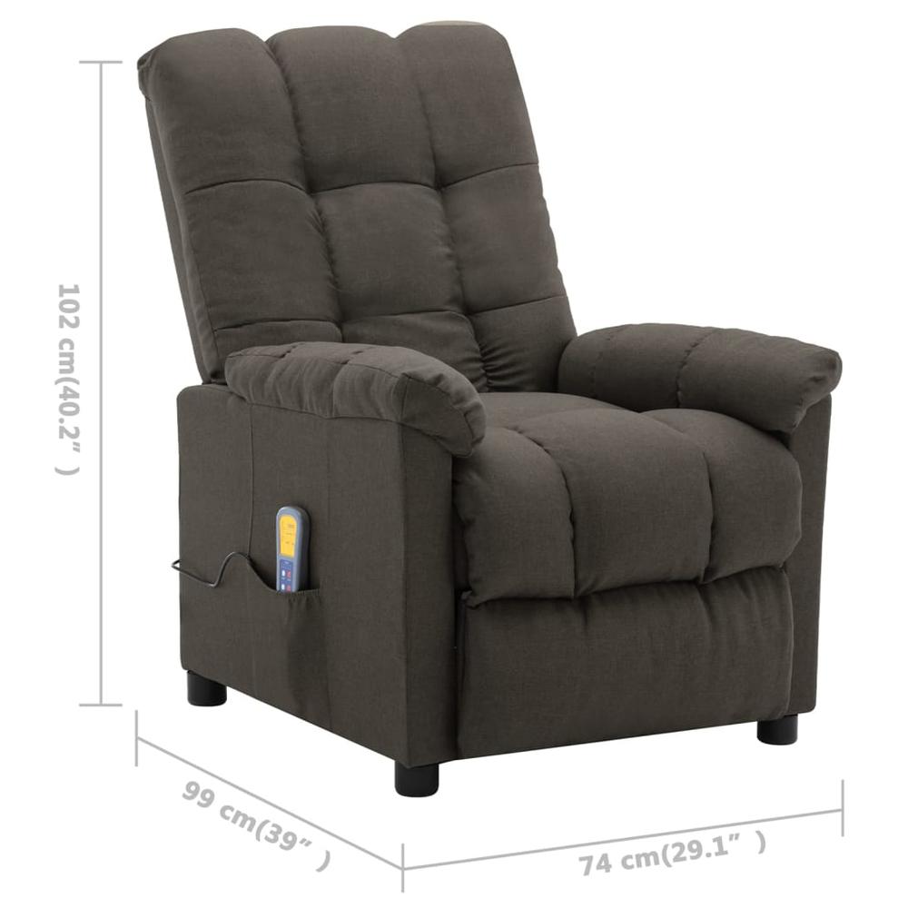 vidaXL Electric Massage Recliner Taupe Fabric. Picture 11