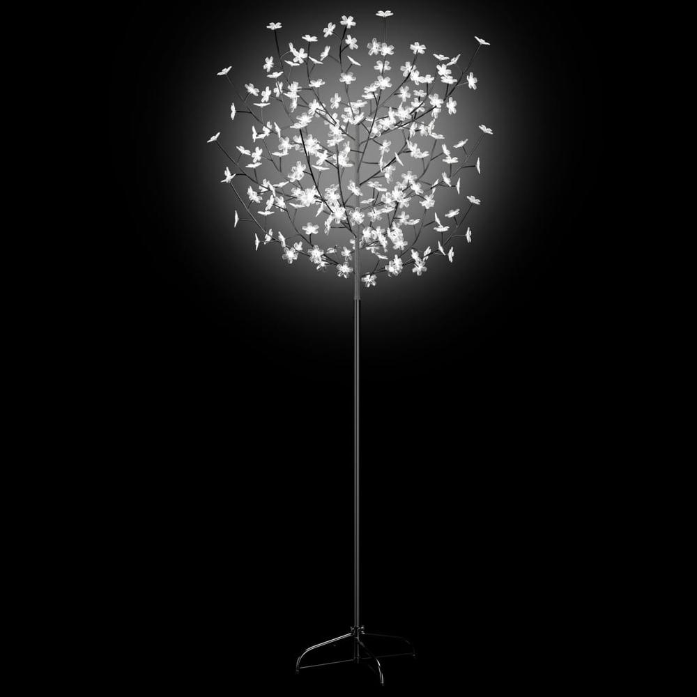 vidaXL Christmas Tree 200 LEDs Cold White Light Cherry Blossom 70.9". Picture 2