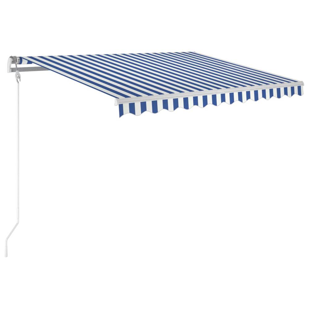 vidaXL Automatic Retractable Awning 118.1"x98.4" Blue and White. Picture 2