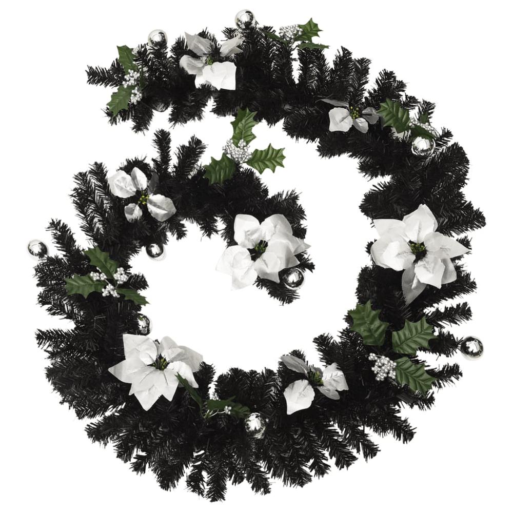 vidaXL Christmas Garland with LED Lights Black 8.9' PVC. Picture 4