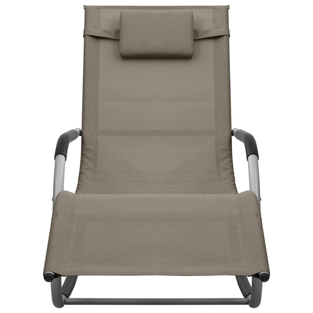 vidaXL Sun Loungers 2 pcs Textilene Taupe and Gray. Picture 3