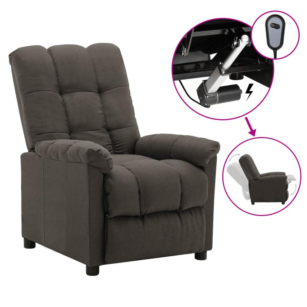 vidaXL Electric Recliner Taupe Fabric. Picture 1