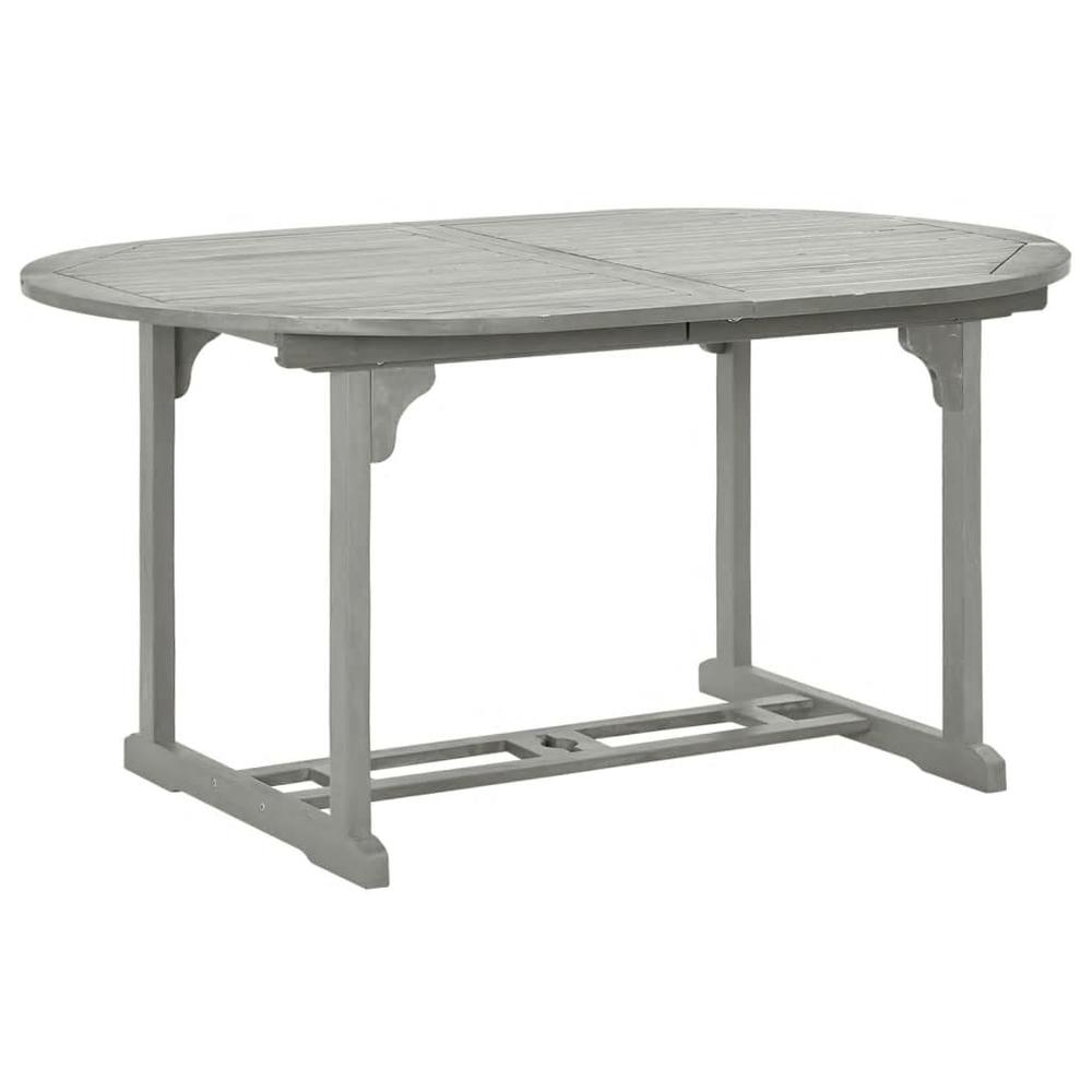 vidaXL Patio Table Gray 78.7"x39.4"x29.5" Solid Acacia Wood. Picture 3
