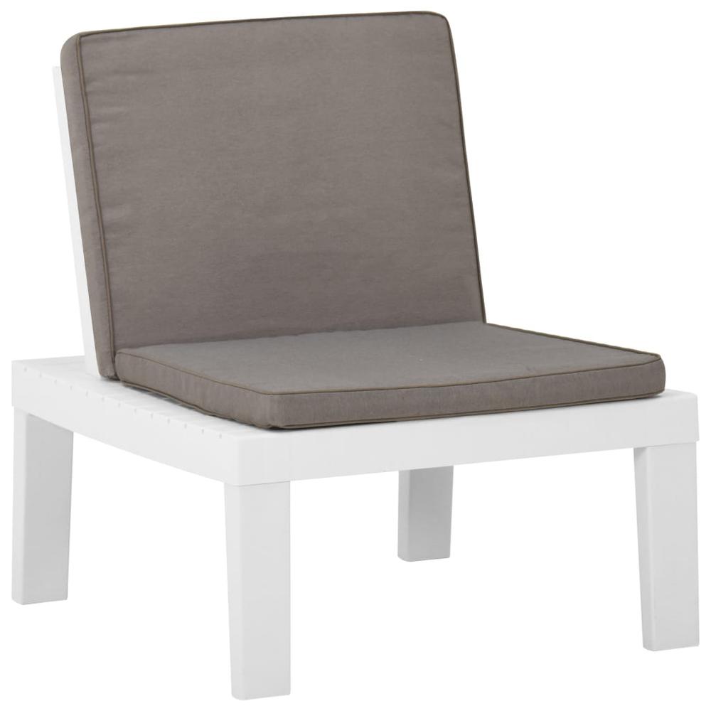 vidaXL Patio Lounge Chair with Cushion Plastic White. Picture 1